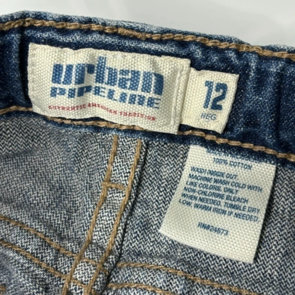 Urban Pipeline Boys Jeans Sz 12 Medium Denim Blue Wash Straight Leg Cotton Jeans